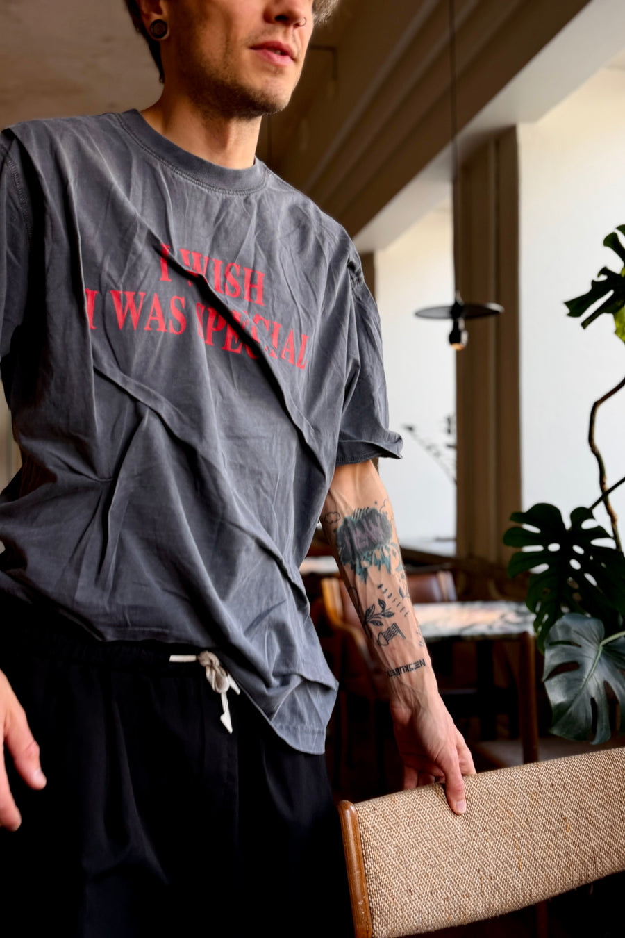 Acid Wash Graphic T-Shirt - Washed Charcoal / Vintage Black