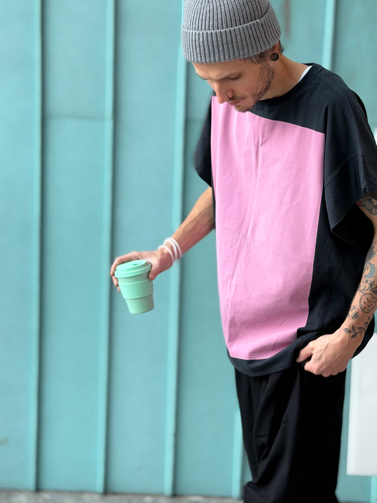 Color-Block Panel Oversized T-Shirt