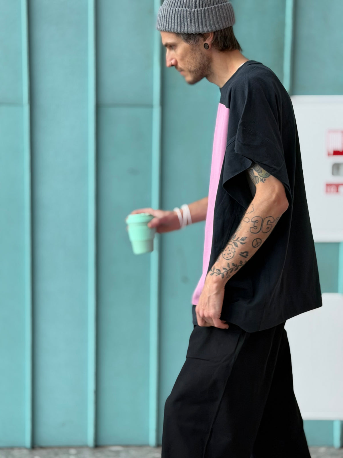 Color-Block Panel Oversized T-Shirt