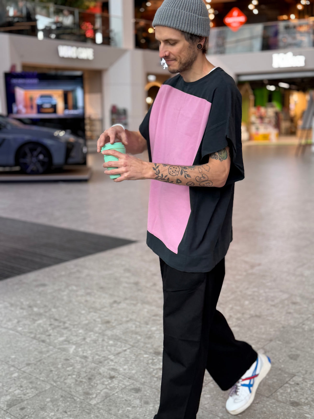 Color-Block Panel Oversized T-Shirt