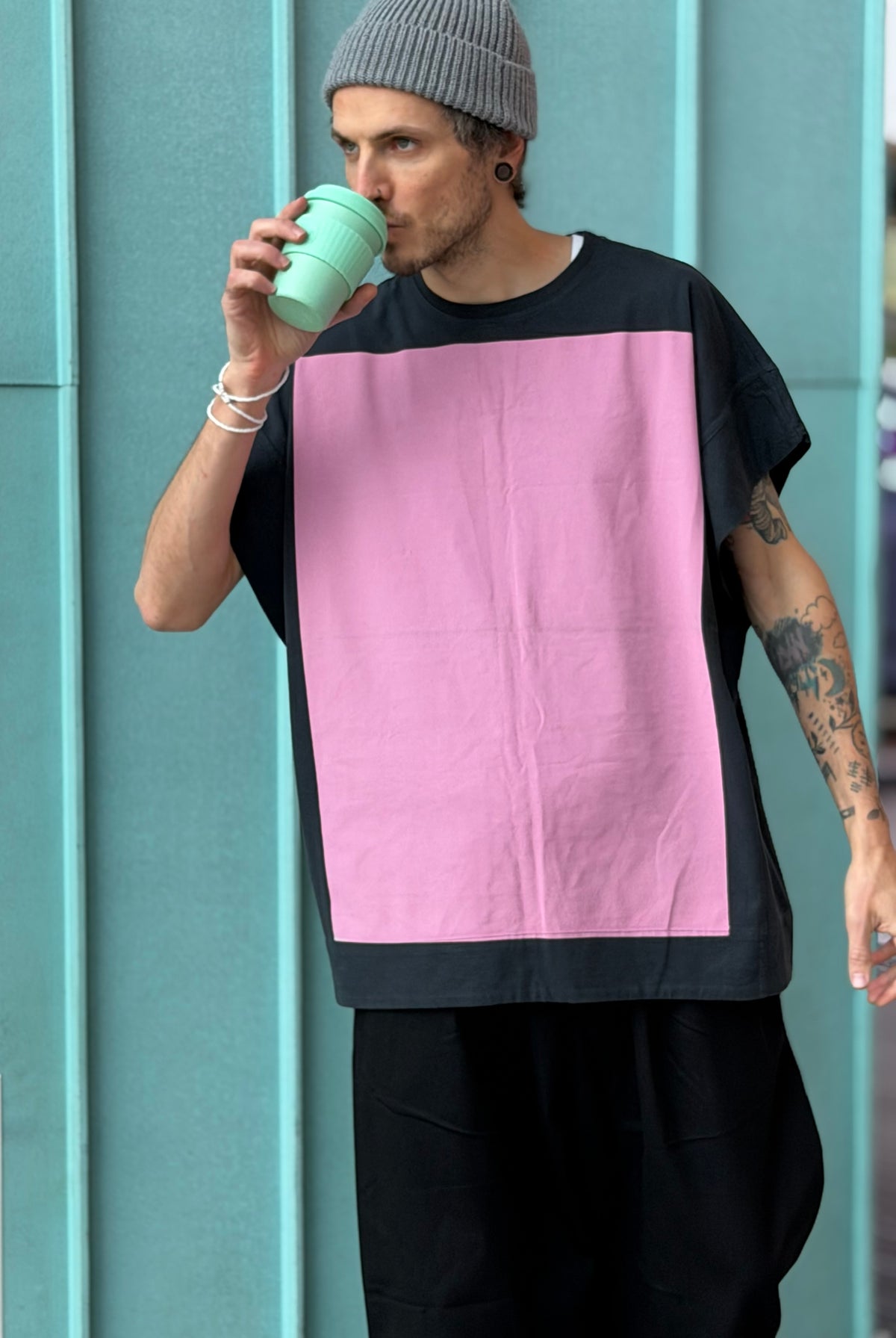 Color-Block Panel Oversized T-Shirt