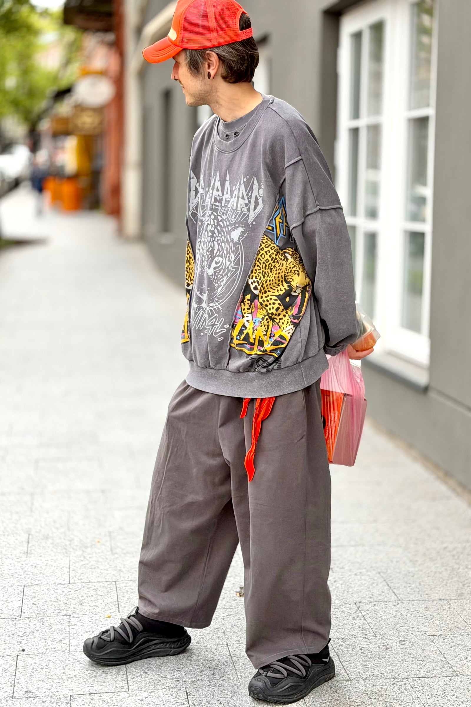 Pleated Wide-Leg Trousers - Washed Charcoal Grey