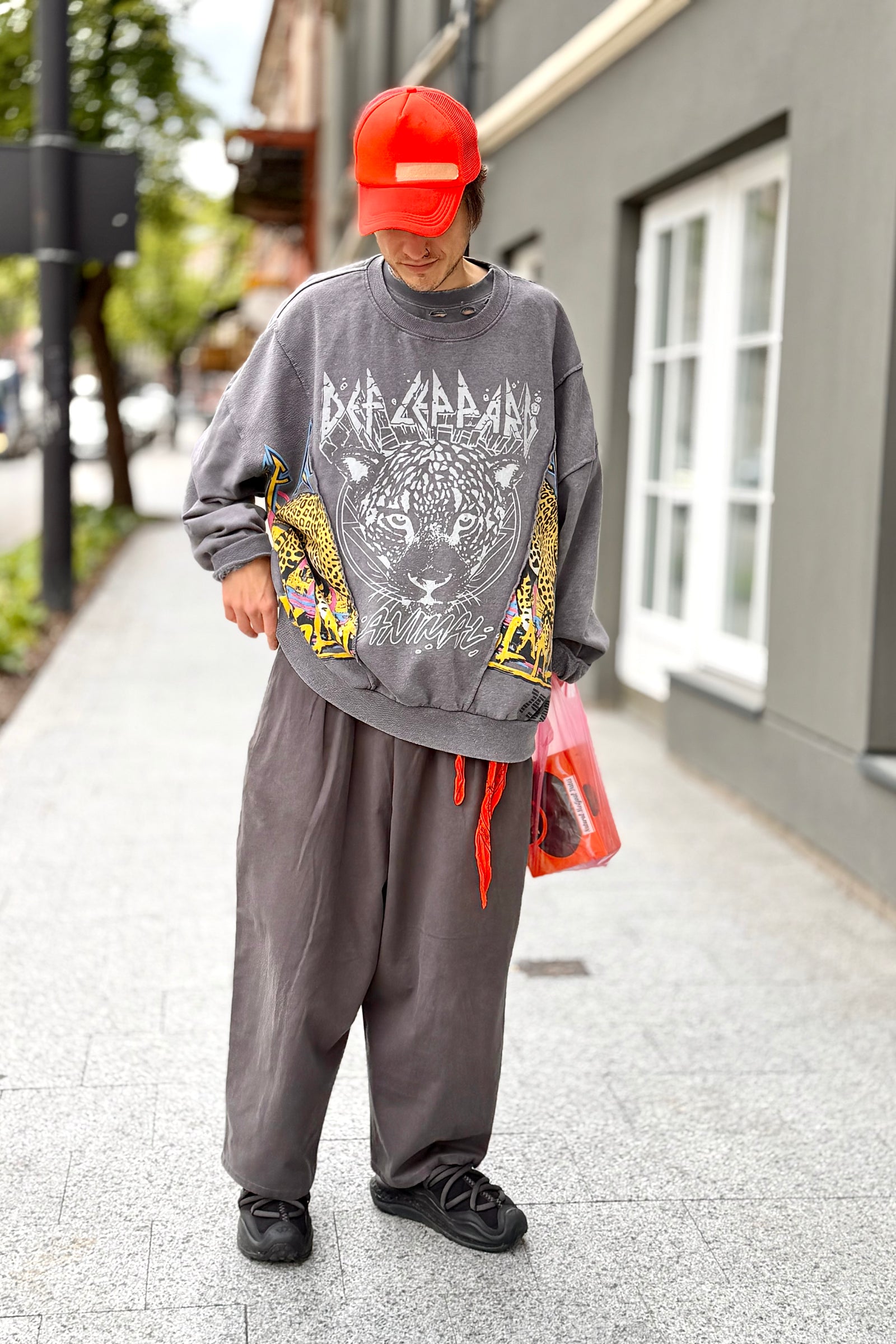 Pleated Wide-Leg Trousers - Washed Charcoal Grey