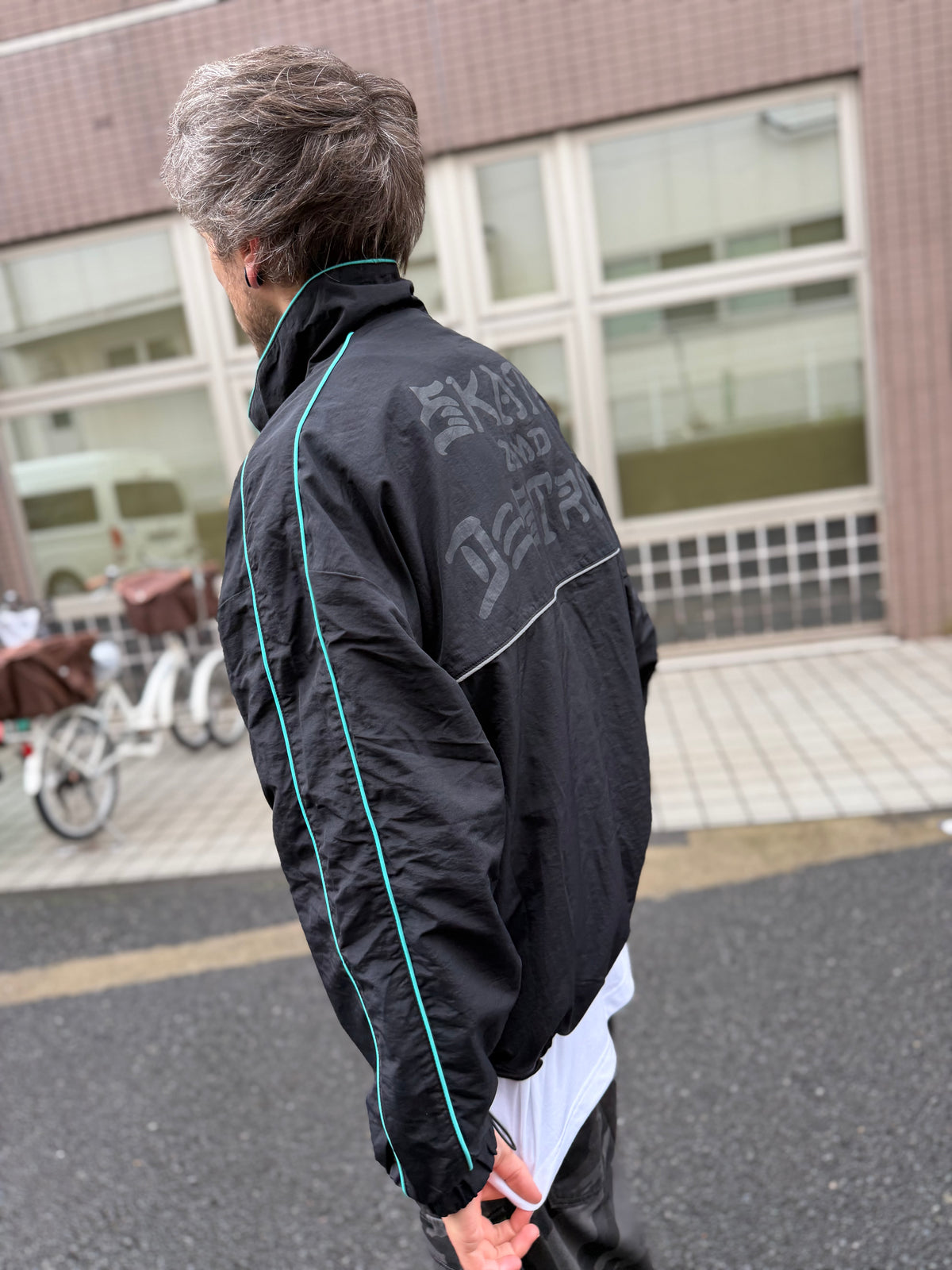 "Skate and Destroy" Piping Windbreaker Jacket