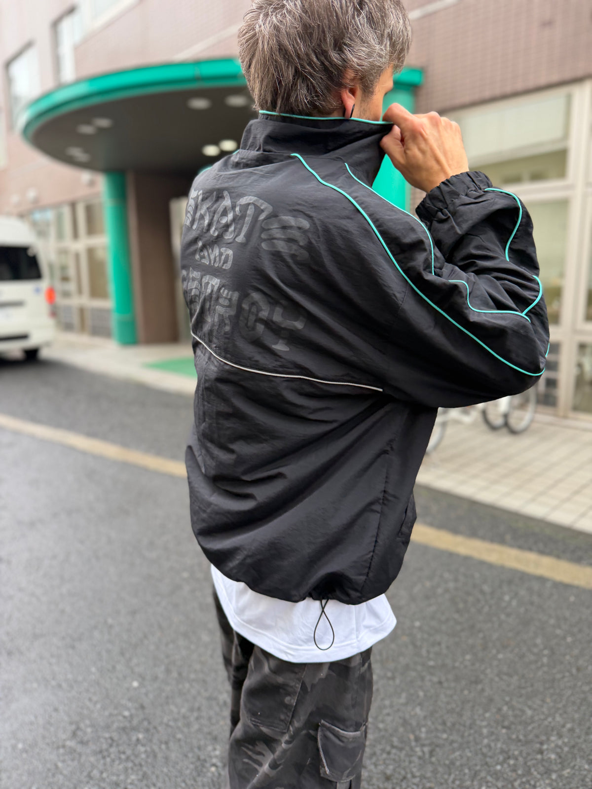 "Skate and Destroy" Piping Windbreaker Jacket