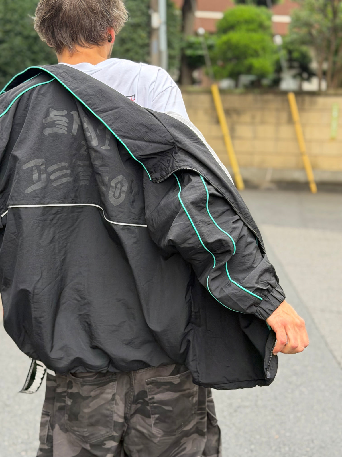 "Skate and Destroy" Piping Windbreaker Jacket