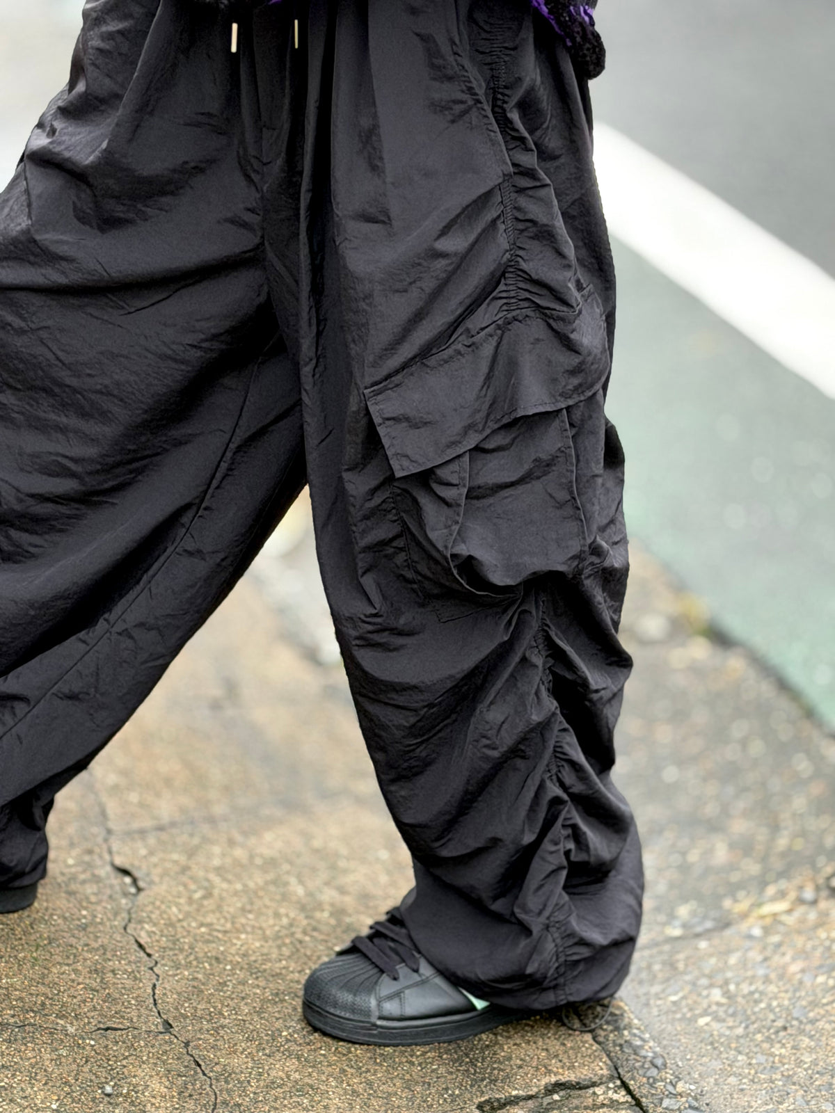 Ruched Parachute Cargo Pants