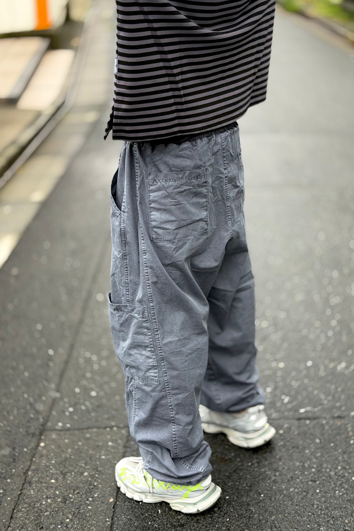 Washed Slate Cargo Wide-Leg Trousers