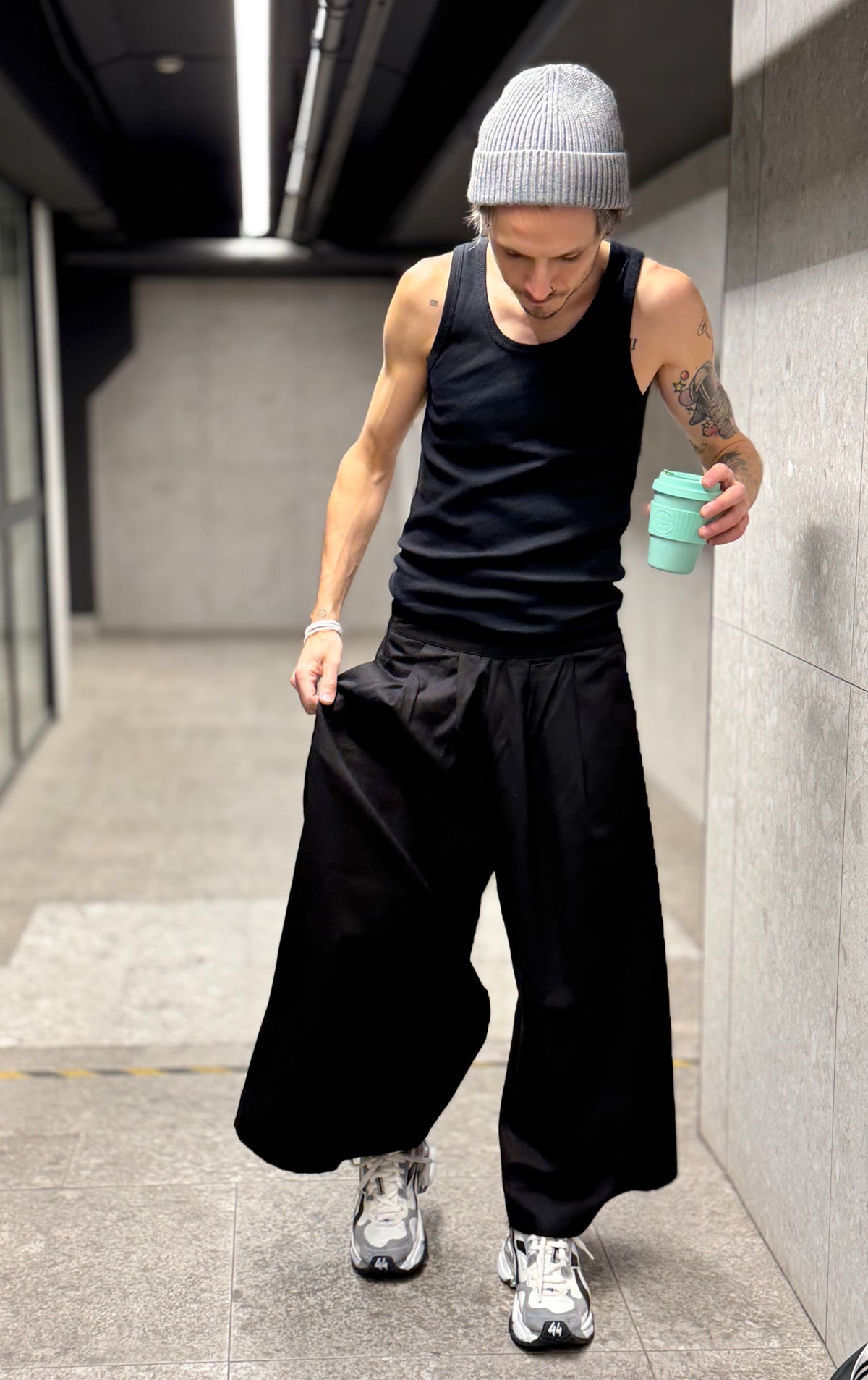 Pleated Wide-Leg Balloon Pants