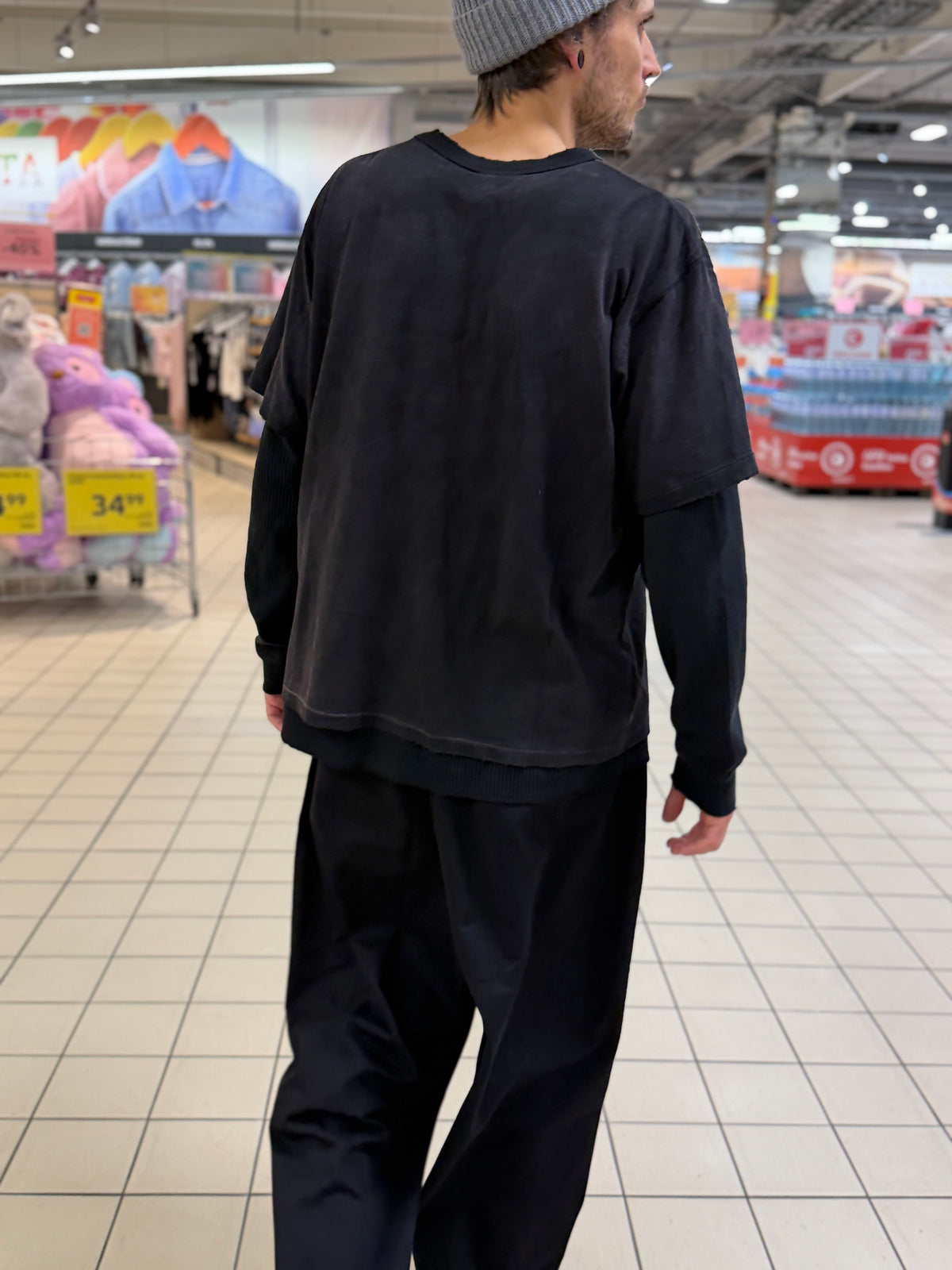 Double-Layered Washed Long Sleeve Top