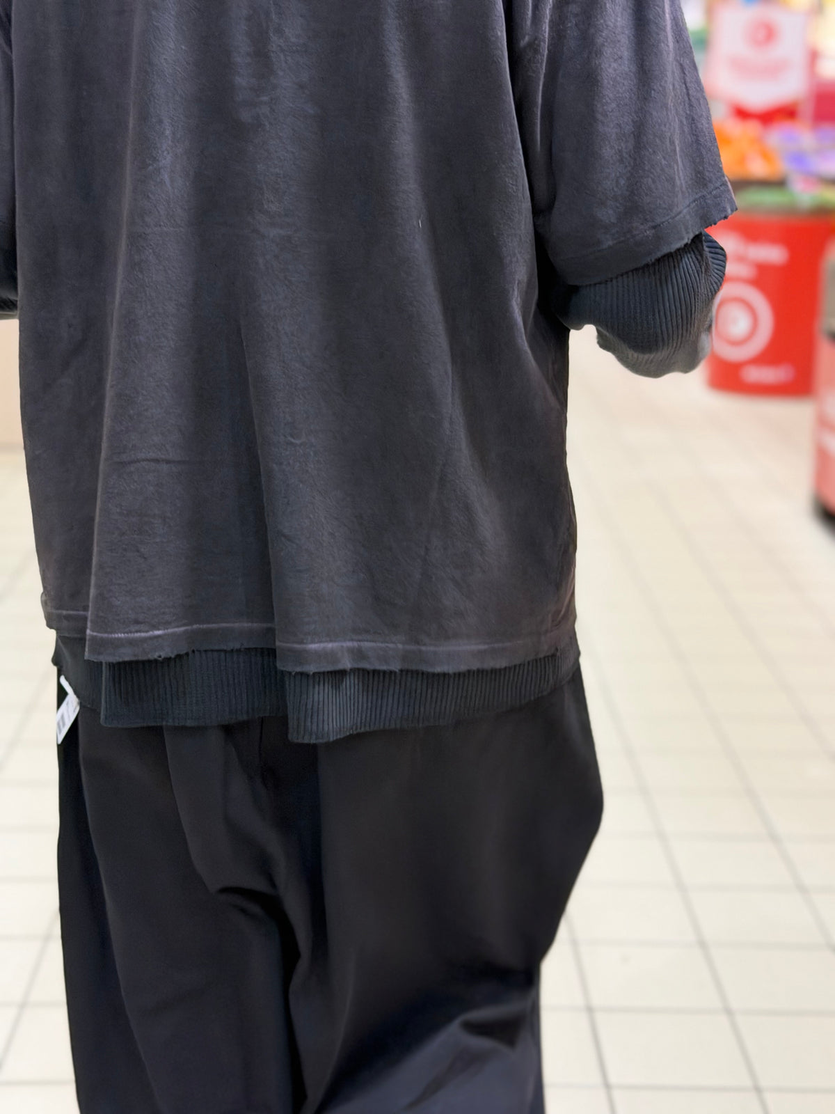 Double-Layered Washed Long Sleeve Top